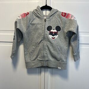 Baby Gap Disney Boys Mickey Mouse Full Zip Sweatshirt With Hoodie Mouse Ears